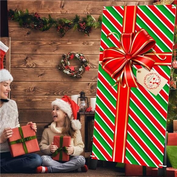 2 Pcs Christmas Door Cover Decoration Christmas Bowknot Photography Backdrop - Picture 7 of 8